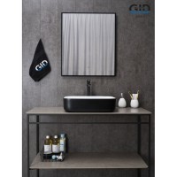 Раковина Gid Geometrico Nc366 52205, 50 см, фаянс, снаружи черная матовая, внутри белая