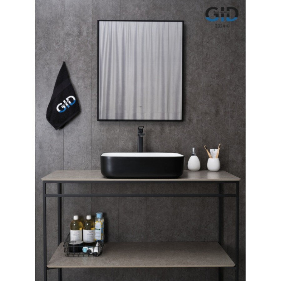 Раковина Gid Geometrico Nc366 52205, 50 см, фаянс, снаружи черная матовая, внутри белая