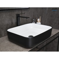 Раковина Gid Geometrico Nc366 52205, 50 см, фаянс, снаружи черная матовая, внутри белая