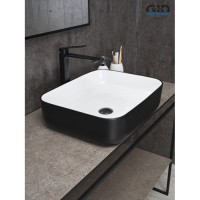 Раковина Gid Geometrico Nc366 52205, 50 см, фаянс, снаружи черная матовая, внутри белая