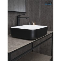 Раковина Gid Geometrico Nc366 52205, 50 см, фаянс, снаружи черная матовая, внутри белая