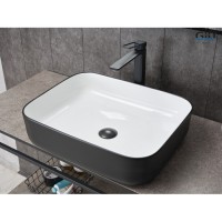 Раковина Gid Geometrico Nc366 52205, 50 см, фаянс, снаружи черная матовая, внутри белая
