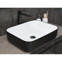 Раковина Gid Geometrico Nc366 52205, 50 см, фаянс, снаружи черная матовая, внутри белая