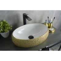Раковина Gid Lago Nc433 52219, 48 см, фаянс, снаружи золотая, внутри белая
