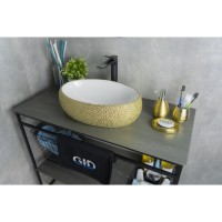 Раковина Gid Lago Nc433 52219, 48 см, фаянс, снаружи золотая, внутри белая