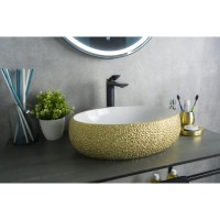 Раковина Gid Lago Nc433 52219, 48 см, фаянс, снаружи золотая, внутри белая