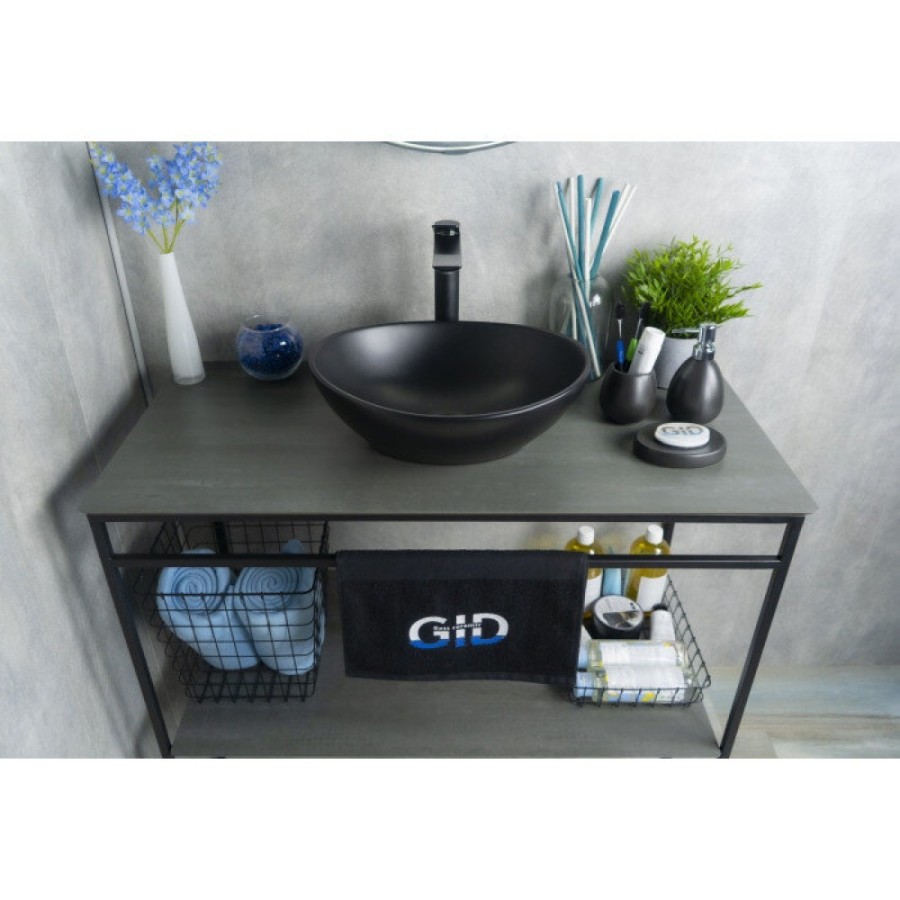 Раковина Gid Lago Nc901 52223, 41 см, фаянс, черная матовая