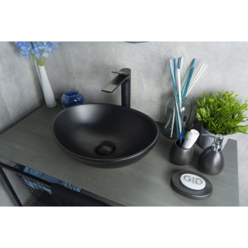 Раковина Gid Lago Nc901 52223, 41 см, фаянс, черная матовая