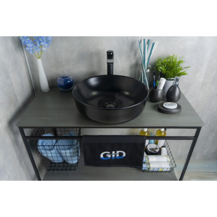 Раковина Gid Esfera Nc911 52224, 41 см, фаянс, черная матовая
