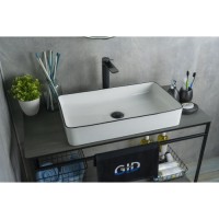 Раковина Gid Geometrico Nc9399 52225, 60 см, фаянс, белая с черной матовой отделкой