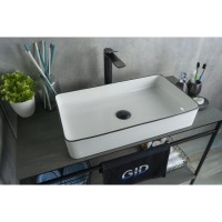 Раковина Gid Geometrico Nc9399 52225, 60 см, фаянс, белая с черной матовой отделкой