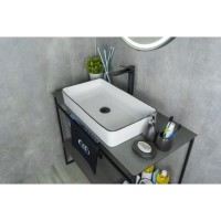 Раковина Gid Geometrico Nc9399 52225, 60 см, фаянс, белая с черной матовой отделкой