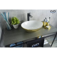 Раковина Gid Lago Nc999 52229, 41 см, фаянс, снаружи золотая, внутри белая