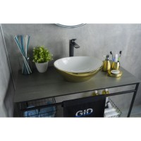 Раковина Gid Lago Nc999 52229, 41 см, фаянс, снаружи золотая, внутри белая