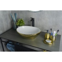 Раковина Gid Lago Nc999 52229, 41 см, фаянс, снаружи золотая, внутри белая
