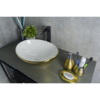 Раковина Gid Lago Nc999 52229, 41 см, фаянс, снаружи золотая, внутри белая