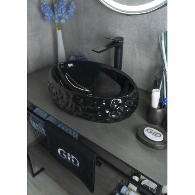 Раковина Gid Lago 9030bf 52232, 48 см, фаянс, черная