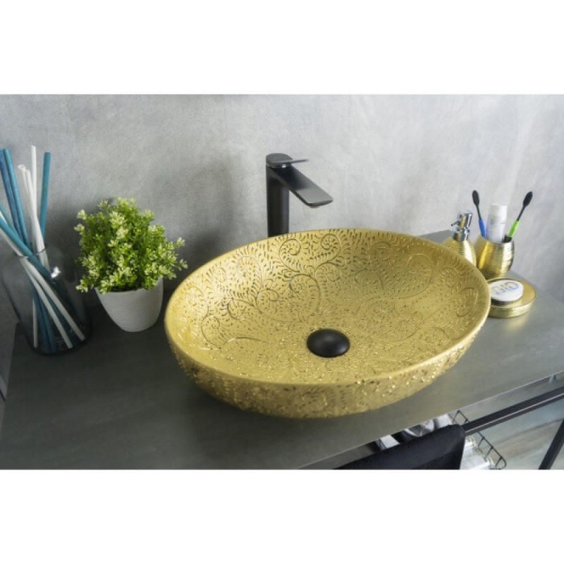Раковина Gid Lago Gid Nc444 52233, 51 см, фаянс, золотая