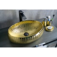 Раковина Gid Lago 9030g 52234, 48 см, фаянс, золотая