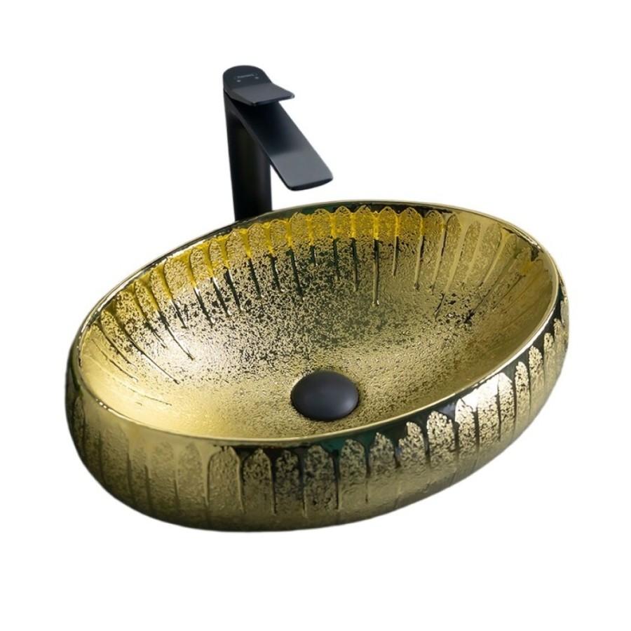 Раковина Gid Lago 9030g 52234, 48 см, фаянс, золотая