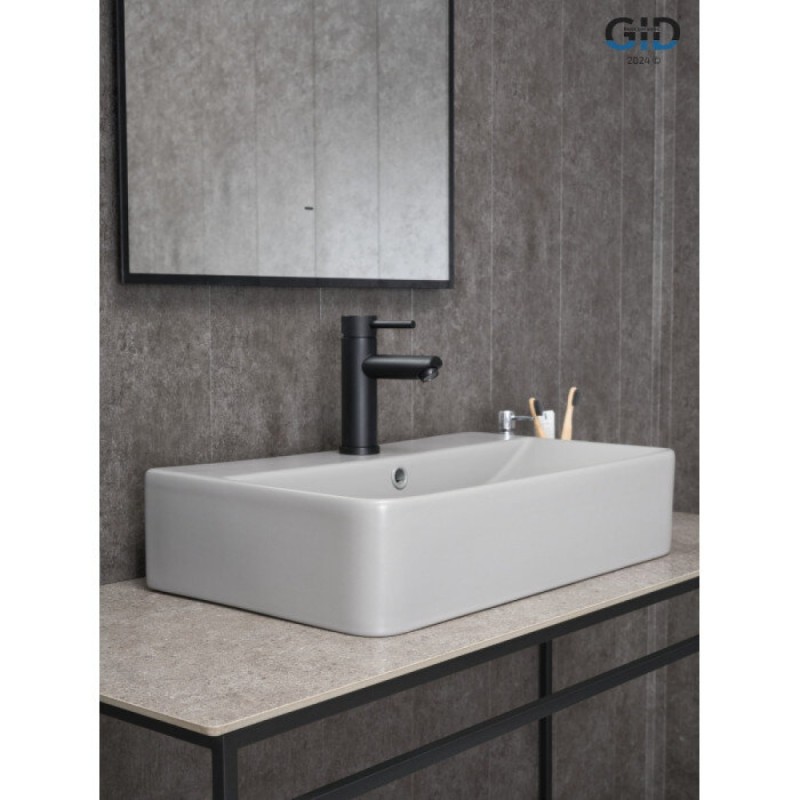 Раковина Gid Geometrico Gm1344 52236, 61 см, фаянс, серая матовая