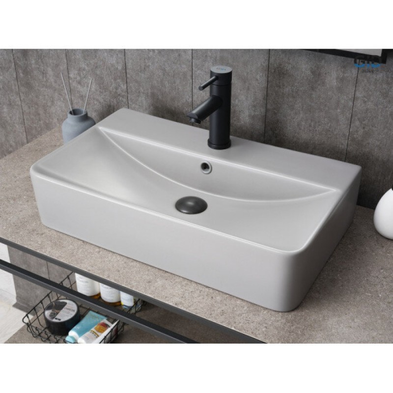 Раковина Gid Geometrico Gm1344 52236, 61 см, фаянс, серая матовая