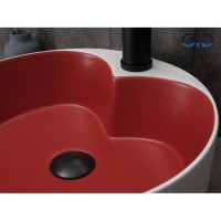 Раковина Gid Esfera N9013LS 52237, 40 см, фаянс, белая матовая/графит снаружи, красная матовая внутри