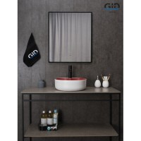 Раковина Gid Esfera N9013LS 52237, 40 см, фаянс, белая матовая/графит снаружи, красная матовая внутри