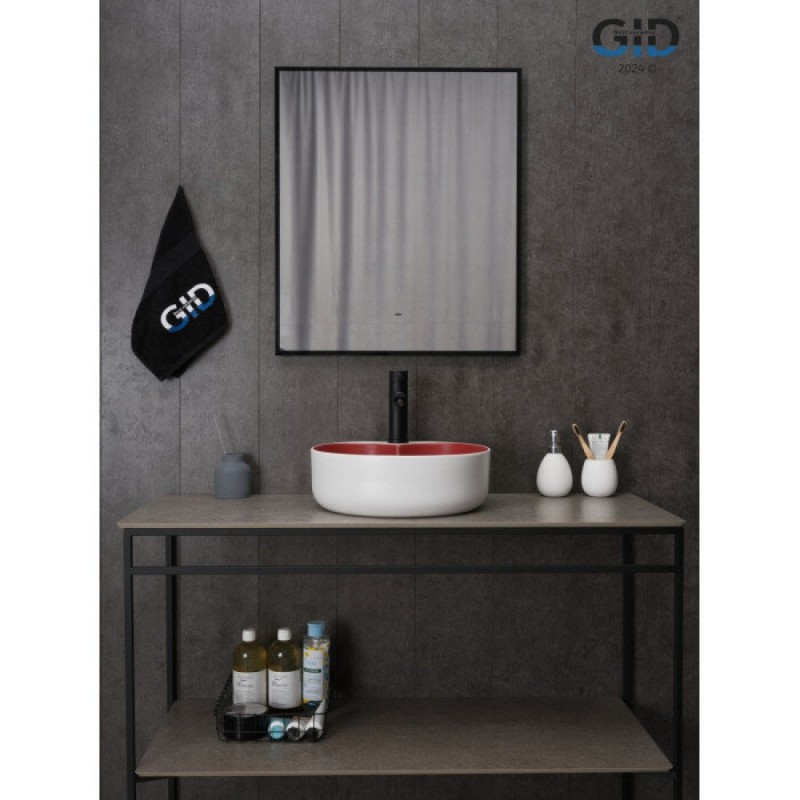 Раковина Gid Esfera N9013LS 52237, 40 см, фаянс, белая матовая/графит снаружи, красная матовая внутри