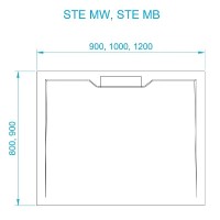 Душевой поддон RGW STE MB, 90 x 90 см, квадратный, из искусственного камня, цвет черный мрамор, 52341099-14