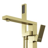Смеситель напольный Grossman Falcon 530.K35.08.320, с душевым гарнитуром, золото сатиновый