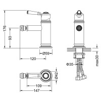 Смеситель для биде Timo Arisa 5312/02F, античная бронза