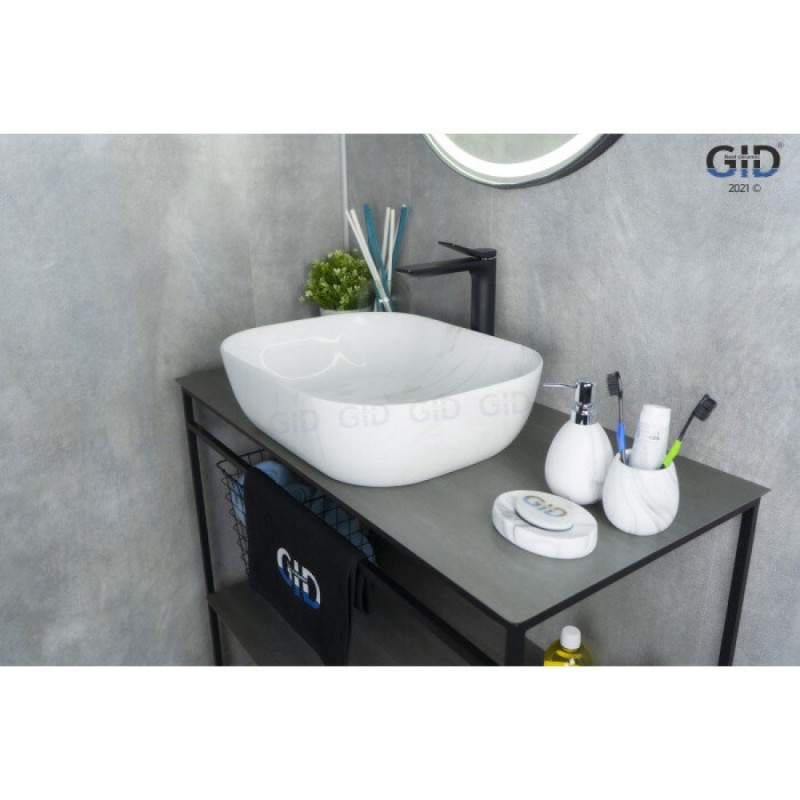 Раковина Gid Geometrico K397D9 53322, 50 см, фаянс, с донным клапаном, под камень глянцевая