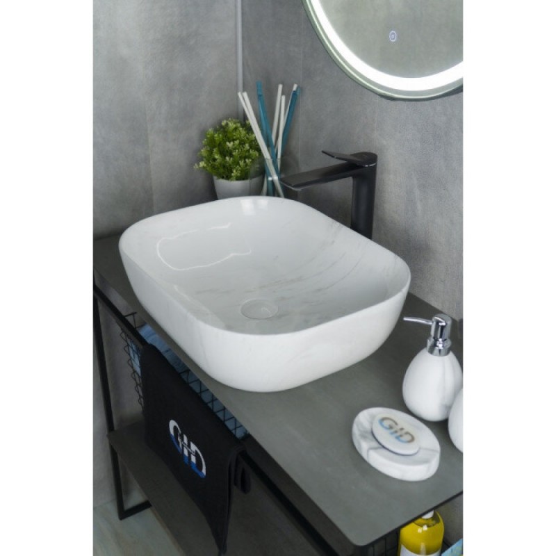 Раковина Gid Geometrico K397D9 53322, 50 см, фаянс, с донным клапаном, под камень глянцевая