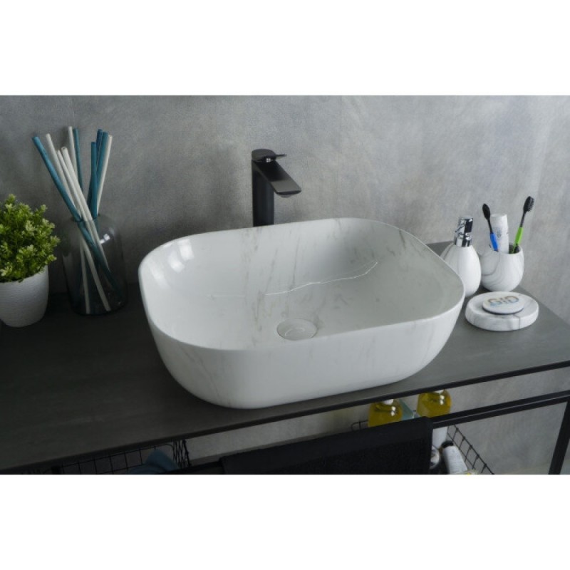 Раковина Gid Geometrico K397D9 53322, 50 см, фаянс, с донным клапаном, под камень глянцевая