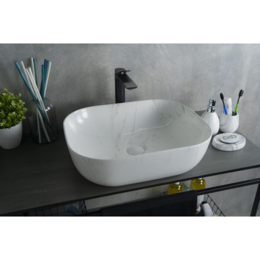 Раковина Gid Geometrico K397D9 53322, 50 см, фаянс, с донным клапаном, под камень глянцевая