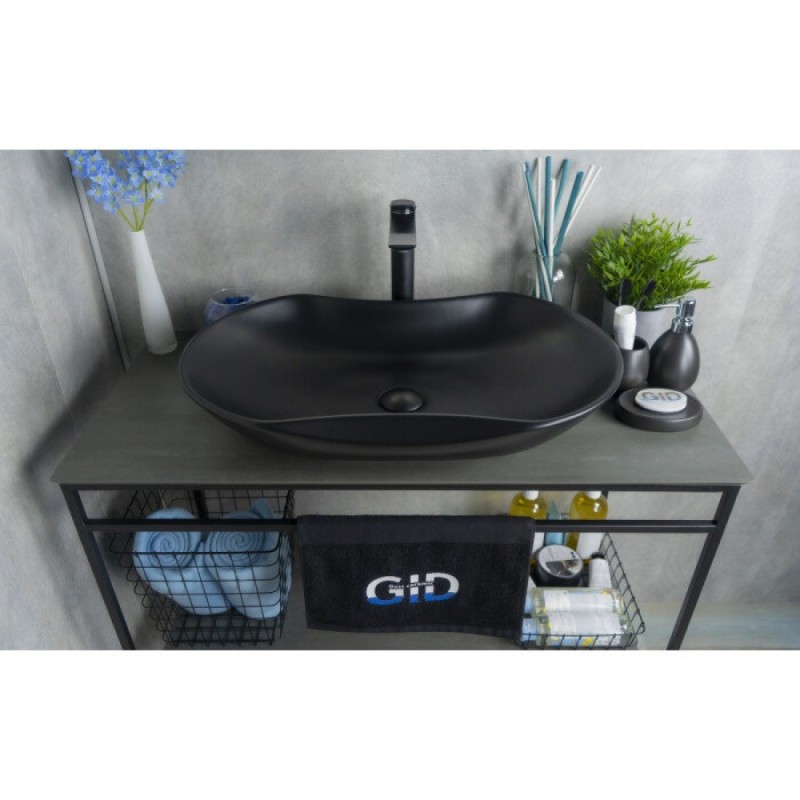 Раковина Gid Lago Bm9175 53333, 66 см, фаянс, черная матовая