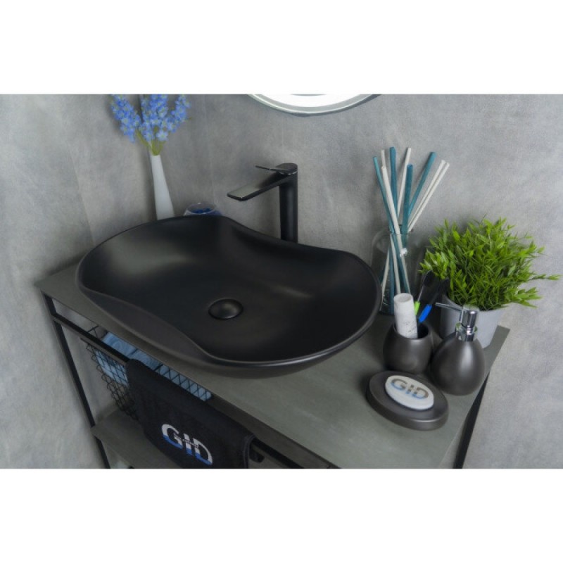 Раковина Gid Lago Bm9175 53333, 66 см, фаянс, черная матовая