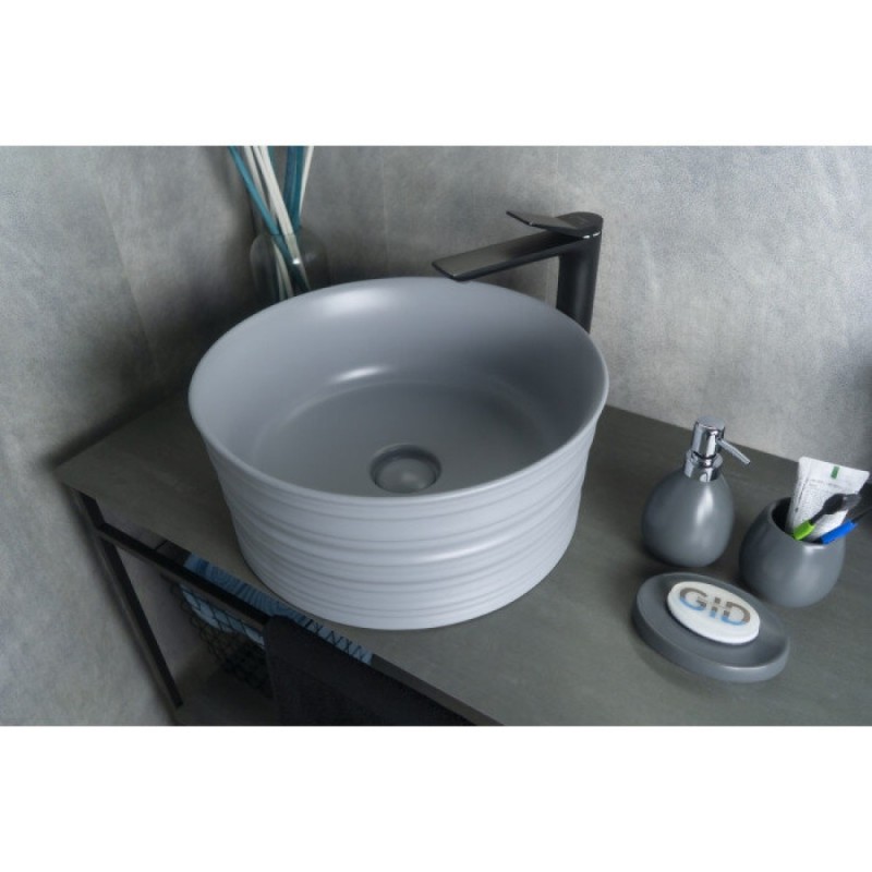 Раковина Gid Esfera Gm969 53335, 41 см, фаянс, серая матовая