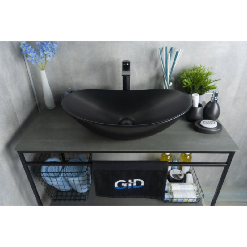 Раковина Gid Lago Bm9811 53337, 61 см, фаянс, черная матовая