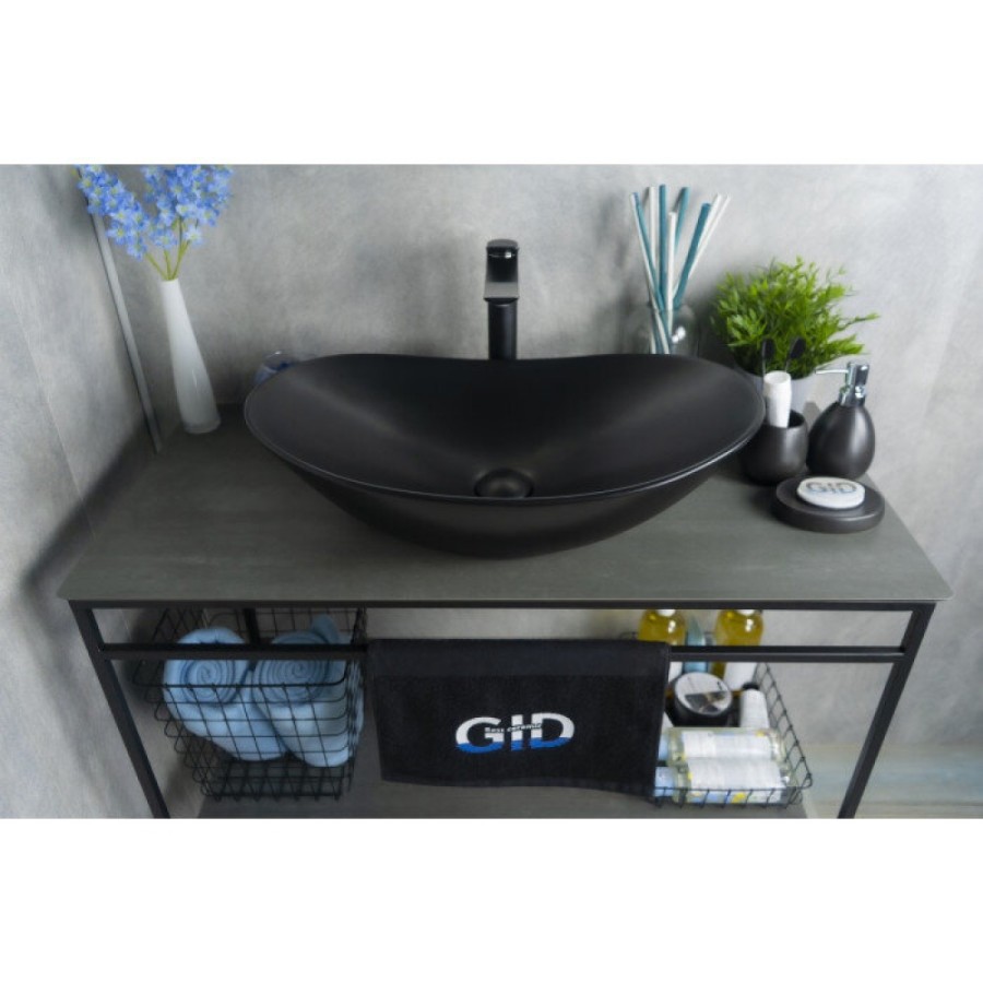 Раковина Gid Lago Bm9811 53337, 61 см, фаянс, черная матовая
