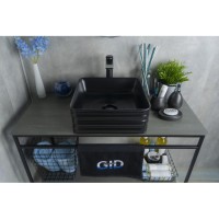 Раковина Gid Geometrico Bm965 53339, 38 см, фаянс, черная матовая