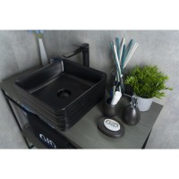 Раковина Gid Geometrico Bm965 53339, 38 см, фаянс, черная матовая