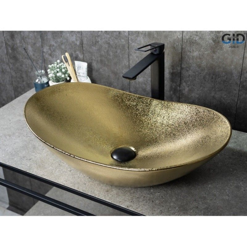 Раковина Gid Lago Gd9811 53340, 61 см, фаянс, золотая