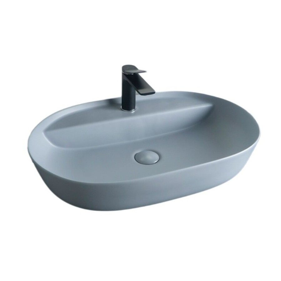 Раковина Gid Lago Gm1346 53341, 61 см, фаянс, серая матовая