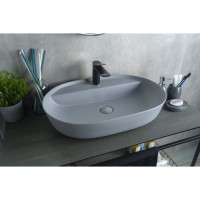 Раковина Gid Lago Gm1346 53341, 61 см, фаянс, серая матовая