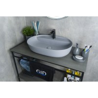 Раковина Gid Lago Gm1346 53341, 61 см, фаянс, серая матовая