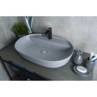 Раковина Gid Lago Gm1346 53341, 61 см, фаянс, серая матовая