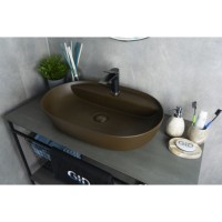 Раковина Gid Lago Br1346 53342, 61 см, фаянс, коричневый матовый