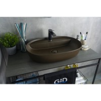 Раковина Gid Lago Br1346 53342, 61 см, фаянс, коричневый матовый